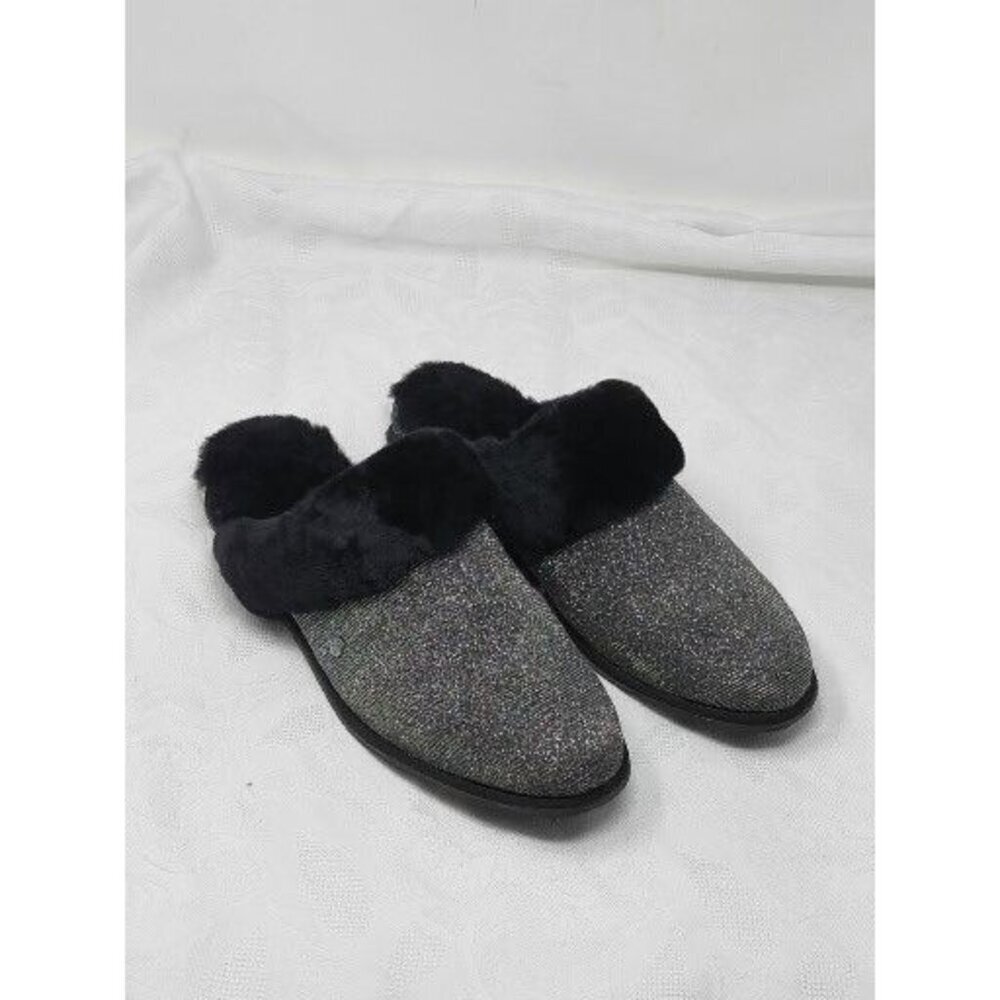 BEARPAW Women's Ladon Slipper Scuff Pewter Glitter Knit Size 10